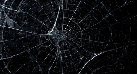 Naklejka premium High key lighting on cracked glass texture over dark background with copy space