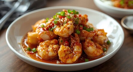Fototapeta premium Bang Bang Shrimp Tossed in Zesty Sauce