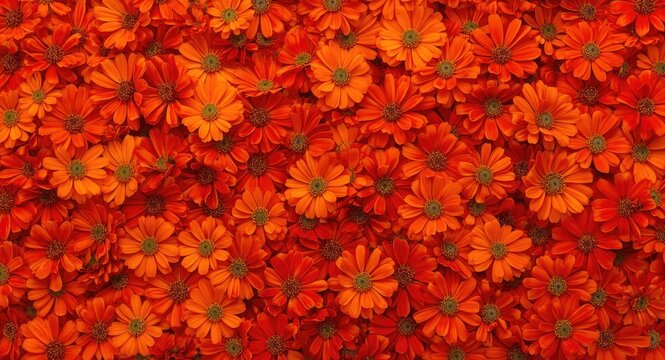 Brightly colored Tagetes patula floral close up showing orange and red petals in full bloom