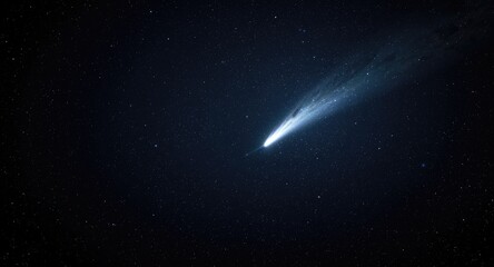 Obraz premium Shining comet with brilliant tail in vast space environment