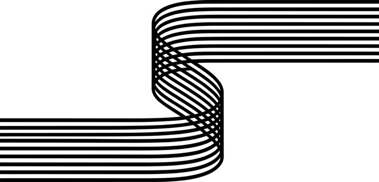 Abstract geometric design featuring parallel lines forming a continuous curved path