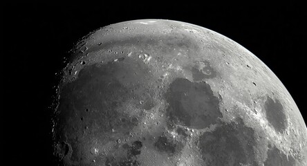 Fototapeta premium Graphical representation of the moon's hidden hemisphere including extensive crater fields and rocky landscape