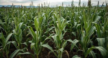 Fototapeta premium Herbicide injury causing corn crop failure with financial risk for farmers