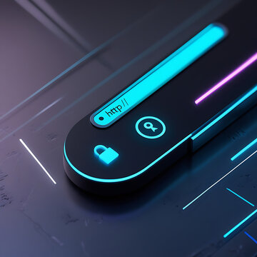 HTTPS Secure Web Search Interface Visualization Featuring Encrypted Protocol Indicator and Modern Browser Search Bar