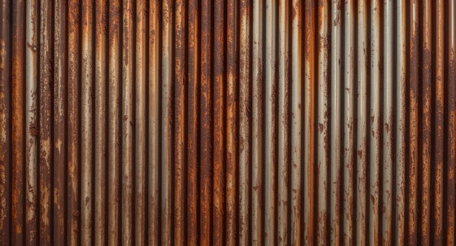 corroded corrugated metal background featuring roughened panels