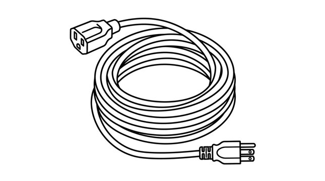 Coiled Electrical Power Cord with Female and Male Connectors