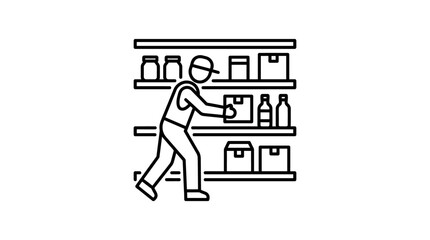 Fototapeta premium Warehouse Worker Stacking Boxes on Shelves