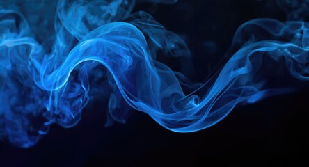 Fototapeta premium Flowing lactic smoke design in abstract blue and black ocean setting