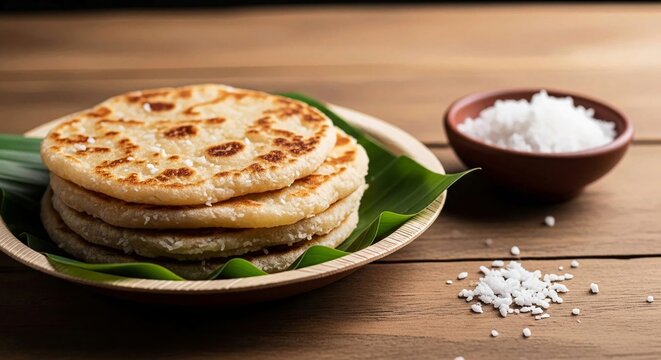 Pol Roti Stack: Sri Lankan Coconut Flatbread on Banana Leaf