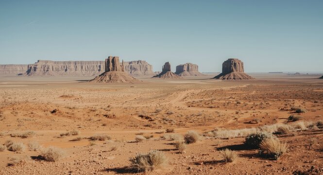 mild desert area with significant mountainous formations afar