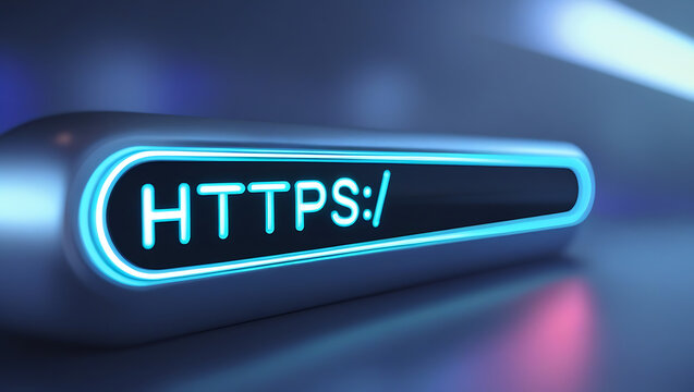 HTTPS Secure Web Search Interface Visualization Featuring Encrypted Protocol Indicator and Modern Browser Search Bar