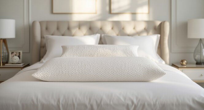 Set of king size gel memory foam pillows on bed showing exposed foam texture and thickness customization option