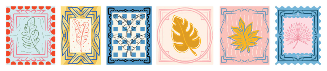 Hand Drawing stylish tropical leaves Banner, Poster, Cover and more vector illustration © Hai