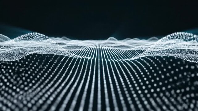 Abstract Digital Wave: A mesmerizing display of a digital wave form undulates, showcasing the beauty and complexity of data visualization in a futuristic landscape. 