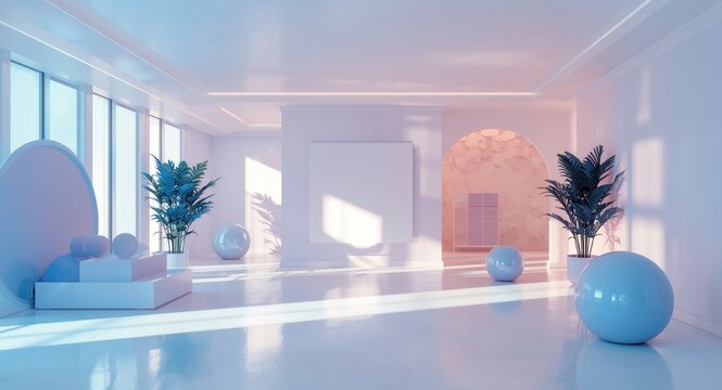 Machine learning system rendering abstract indoor environments with gradient objects