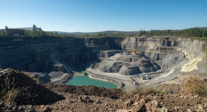 rare earth element extraction from a large deep open pit mining site