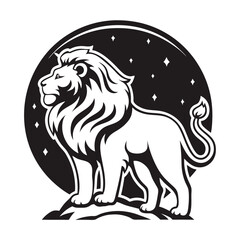 Fototapeta premium Majestic Lion Standing Silhouette Vector, King of the Jungle Wildlife Art