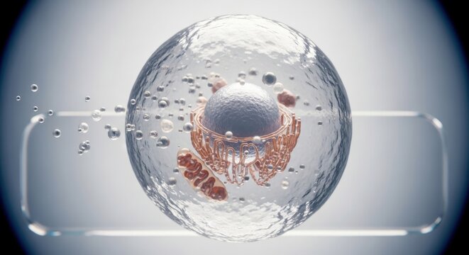 Detailed Close-up View of a Cell with Organelles and Cytoplasm