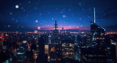 Obraz premium bright abstract city scene with elevated skyscraper silhouettes