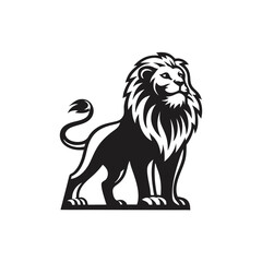 Fototapeta premium Angry Roaring Lion Silhouette Icon, Fierce and Powerful Vector Design