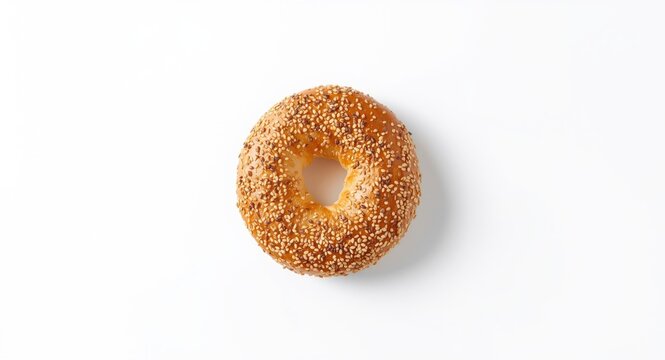 Isolated Kandil simidi Turkish bagel covered with sesame seeds on white base