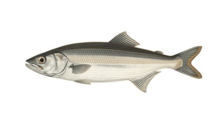 Fototapeta premium Detailed vintage engraving of a single Atlantic herring fish isolated on a white background