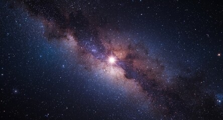 Fototapeta premium Celestial galaxy backdrop highlighting a luminous star with room for design