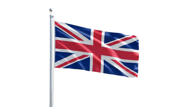 The union jack flag waving proudly against a plain background