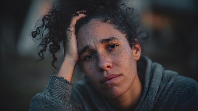 A disciple losing composure after denial, subtle expression of regret forming, simple outdoor setting with muted tones, soft directional light highlighting emotion, portrait shot with a 85mm lens, spi