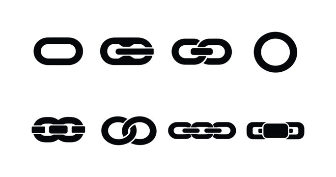 Strength and continuity links: heavy chain, welded link, double chain, circular loop, reinforced link, interlocked rings, chain pattern, solid connector