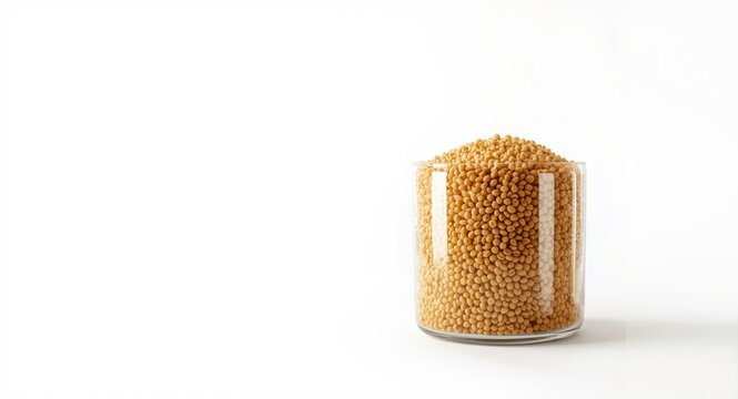Robust container holding urad dal pulses isolated on plain white background