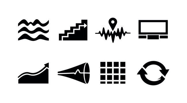 Time series forecasting engineering: seasonal decomposition wave layers, lag correlation bar steps, anomaly spike detection pin, rolling window frame slider, trend smoothing curve
