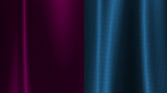 claret and blue half and half floating fabric banner or cloth fabric flag of two vertical half stripes with a silky silk satin texture 4K realistic animated background wallpaper animation backdrop