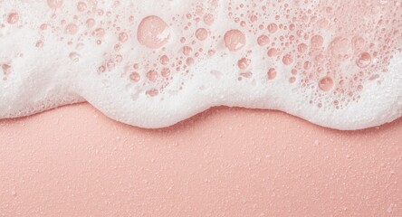 Fototapeta premium Detailed white foam with soap bubbles on soft textured abstract background