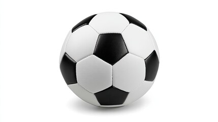 Fototapeta premium Classic black and white soccer ball against a pristine white backdrop