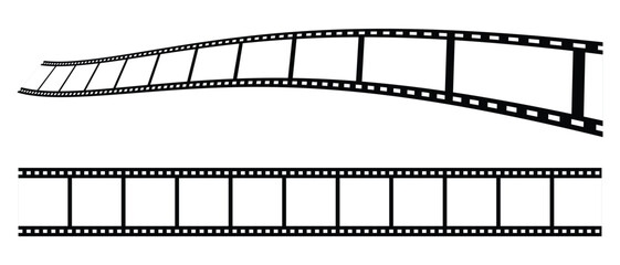 Fototapeta premium Film strip icons vector, camera negative frame. Perfect for vintage cinema photography and movie reel. Photo booth reel strip frame collection. Vector graphic clipart element.