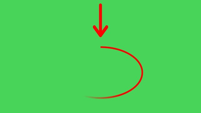 Minimalist Red Arrow Pointing to Circle Target Animation on Green Background