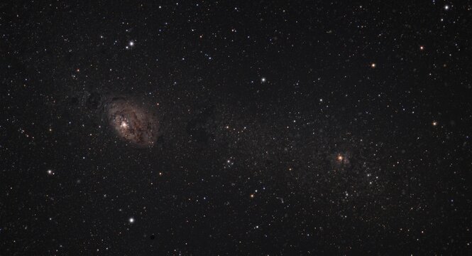 Double star clusters NGC 884 and NGC 869 in Perseus constellation with copy space