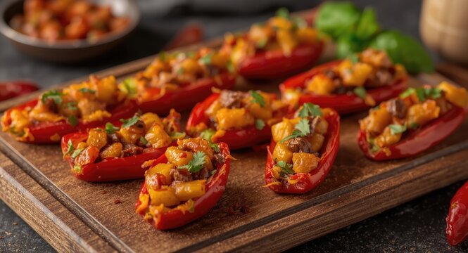 Classic northern Spanish tapas with rich fillings inside red piquillo peppers