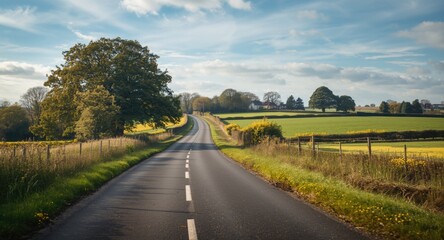Naklejka premium Serene highway pathway through classic English rural settings