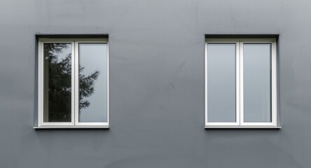 Fototapeta premium Modern architectural facade showcasing grey walls and aluminium windows designed for easy ventilation