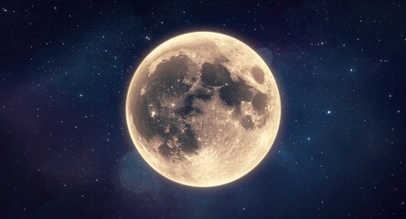 Obraz premium Creative 3D illustration featuring a luminous moon and a mysterious planet amid fantastic starry backgrounds