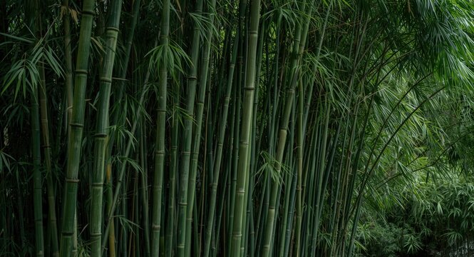 Lush bamboo thicket featuring tall slender stalks in natural light