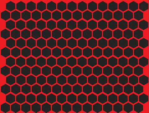 Red Black Honeycomb Pattern Vector - Seamless Background EPS SVG