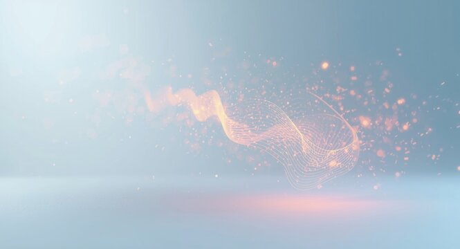 Machine learning virtual code visualization on uncluttered backdrop featuring copy space