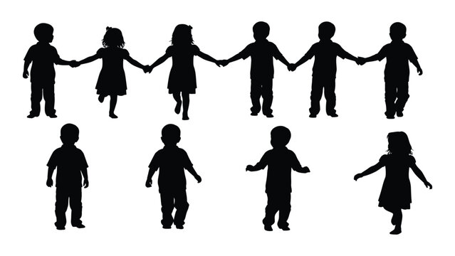 A group of children holding hands in a circle