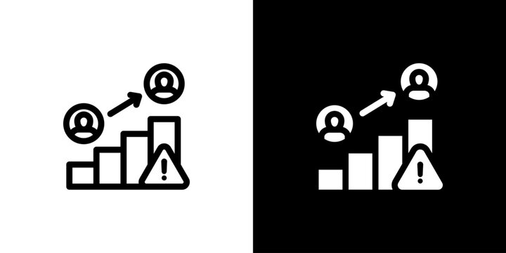 Crisis Escalation Chart icon concept with flat Black White Background. Vector illustration.