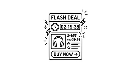 Fototapeta premium Flash Deal Countdown E-commerce Ad – Timer, Price, Features & CTA Button Layout