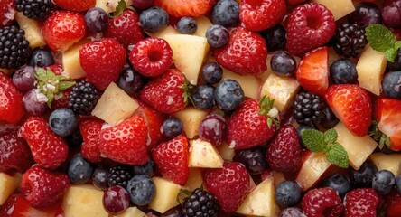 Fototapeta premium Refreshing fruit salad mix with variety of berries