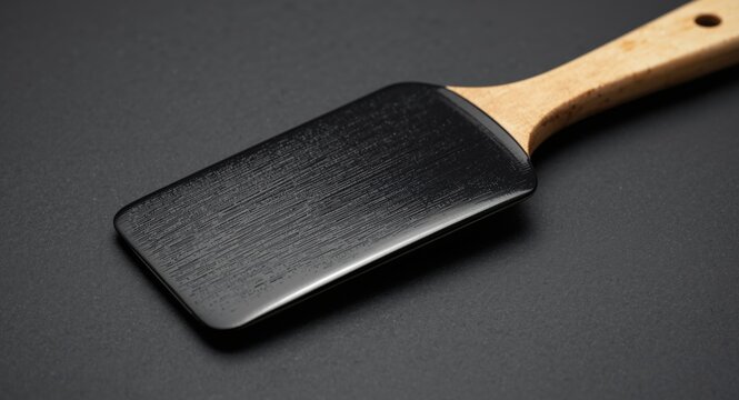 Rubber spatula covered with plastisol ink maintaining workability and quick heat cure